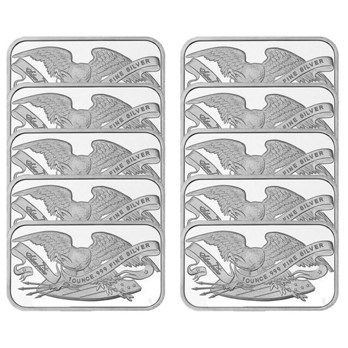 10 Troy Ounce - Sølv 999 - 10 x 1 oz Silvertowne Retro Eagle