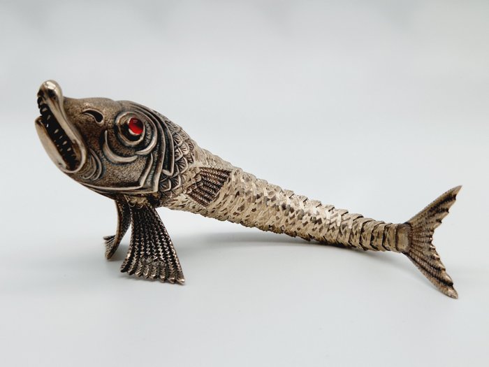 Miniature figurine - Gliederfisch, Fisch Silber - .915 sølv