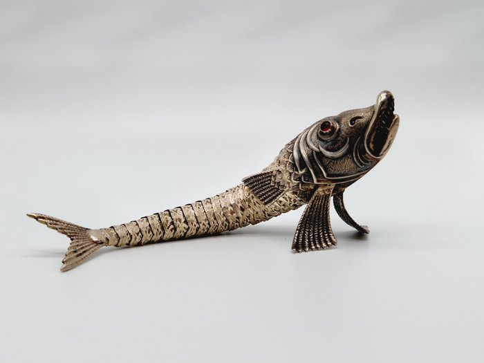 Miniature figurine - Gliederfisch, Fisch Silber - .915 sølv