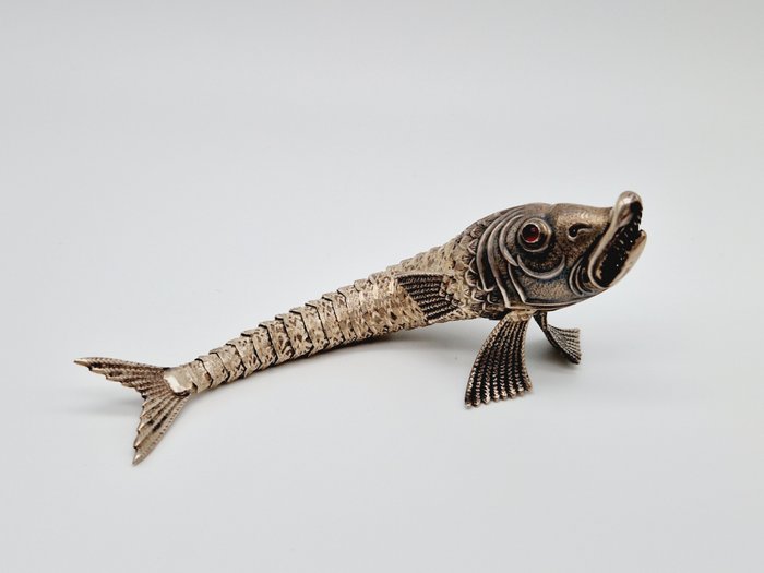 Miniature figurine - Gliederfisch, Fisch Silber - .915 sølv