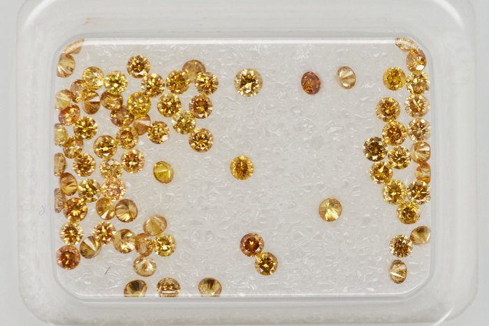 77 pcs Diamanter - 100 ct - Rund - Mix Orangy Yellow - SI-I  NO RESERVE PRICE