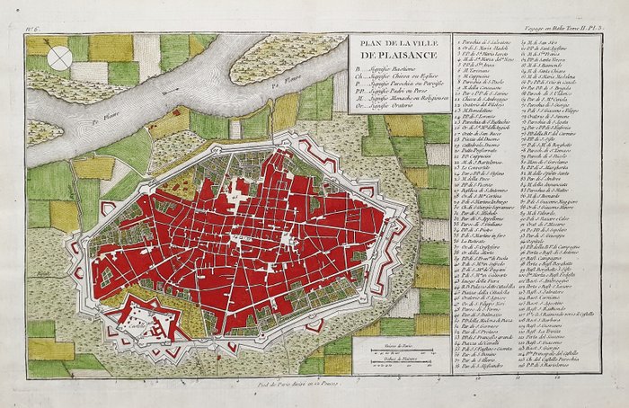 Europa - Italien / Emilia Romagna / Piacenza; J.J.F. De Lalande - Plan de Plaisance - 1761-1780