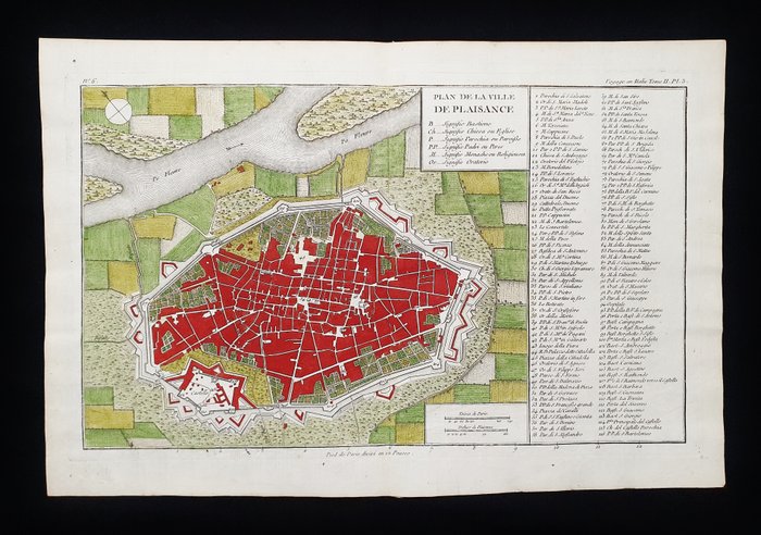 Europa - Italien / Emilia Romagna / Piacenza; J.J.F. De Lalande - Plan de Plaisance - 1761-1780