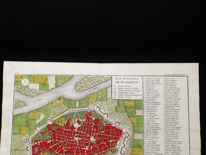 Europa - Italien / Emilia Romagna / Piacenza; J.J.F. De Lalande - Plan de Plaisance - 1761-1780