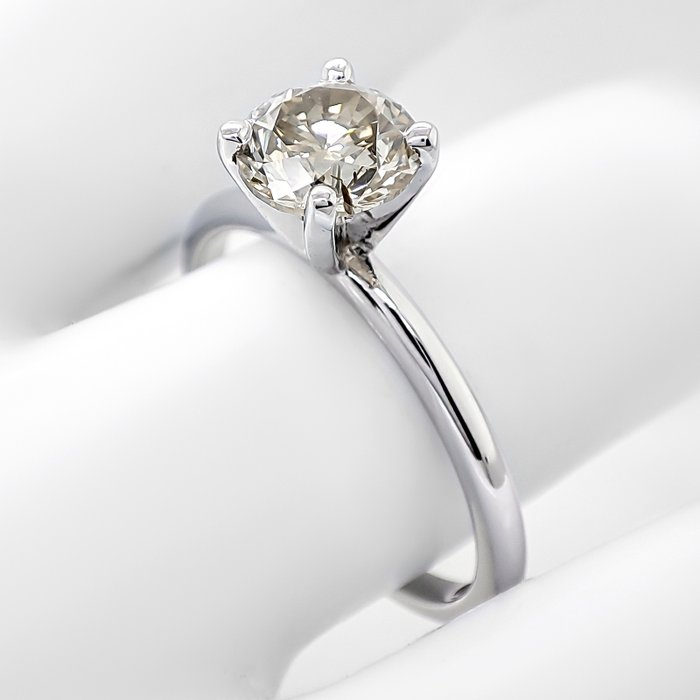 Ring - 14 karat Hvidguld -  1.20ct. tw. Grå Diamant (Naturfarvet)