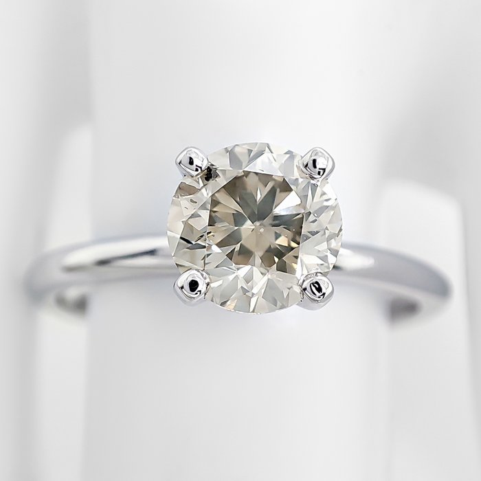 Ring - 14 karat Hvidguld -  1.20ct. tw. Grå Diamant (Naturfarvet)