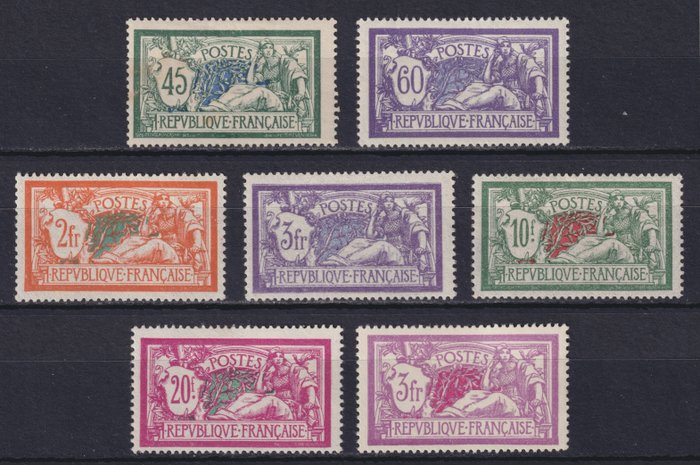 Frankrig 1907/1931 - Type "Merson" nr. 143, 144, 145, 206, 207, 208 og 240, Ny* inklusive underskrevet. - Yvert