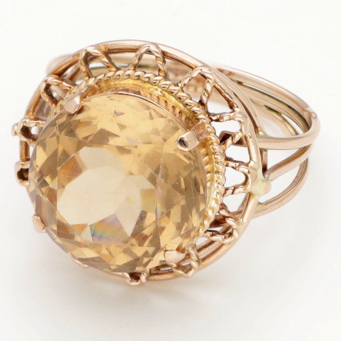 Ring - 14 karat Rosaguld -  7.01ct. tw. Citrin