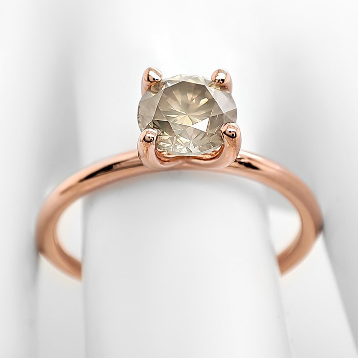 Ring - 14 karat Rosaguld -  1.02ct. tw. Gul Diamant (Naturfarvet)