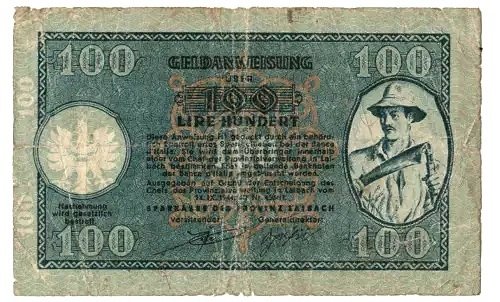 Tyskland. - 100 Lire Occupazione tedesca della Lubjana 1944  (Ingen mindstepris)