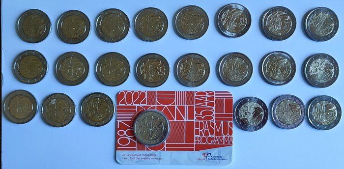 Europa. 2 Euro 2022 "Erasmus" (incl. 2 euro Malte) (23 monnaies)