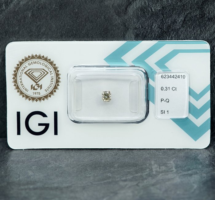 1 pcs Diamant  (Naturfarvet)  - 0.31 ct - Very light Brunlig Gul - SI1 - International Gemological Institute (IGI)