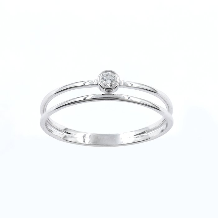 Ingen mindstepris - Ring - 18 kraat Hvidguld -  0.06ct. tw. Diamant (Natur)