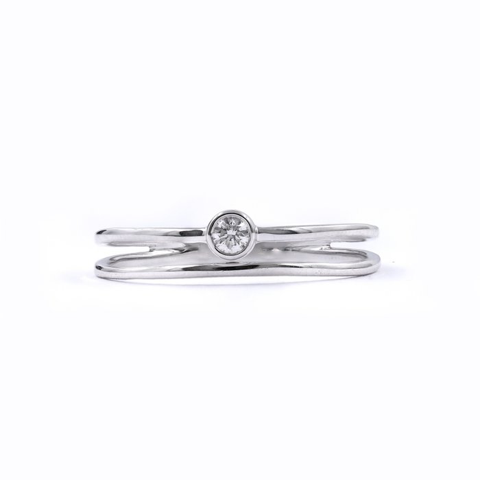 Ingen mindstepris - Ring - 18 kraat Hvidguld -  0.06ct. tw. Diamant (Natur)