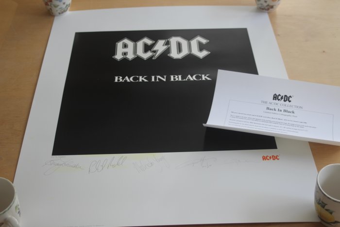 AC/DC, Back in Black - Litho - Plate Signed - Limited Edition - COA - Litografi - 1996