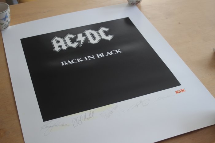 AC/DC, Back in Black - Litho - Plate Signed - Limited Edition - COA - Litografi - 1996