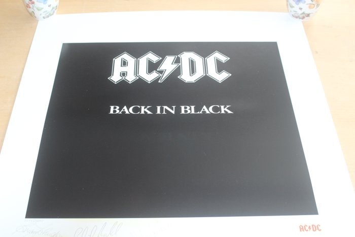 AC/DC, Back in Black - Litho - Plate Signed - Limited Edition - COA - Litografi - 1996