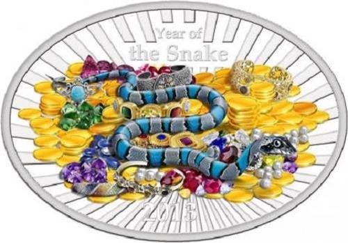 Niue 2 Dollars 2013 Lunar Year Of The Snake - Oval Colored 1 Oz (999)  (Ingen mindstepris)