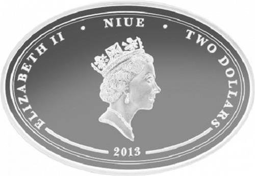 Niue 2 Dollars 2013 Lunar Year Of The Snake - Oval Colored 1 Oz (999)  (Ingen mindstepris)