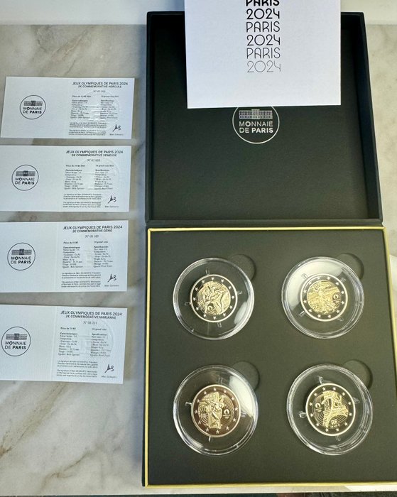 Frankrig. 2 Euro 2021/2024 "Jeux Olympiques Paris 2024" (4 monnaies) Proof