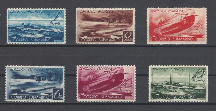 Spanien 1938 - Ubåd-brønd centreret - Edifil nº 775/80