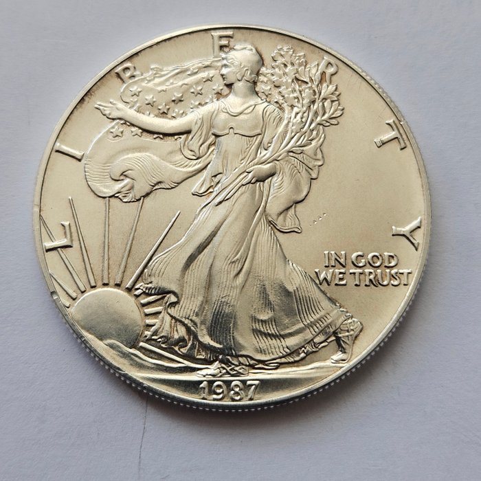 Förenta staterna. 1 Dollar 1987 American eagle, 1 Oz (.999)  (Ingen mindstepris)