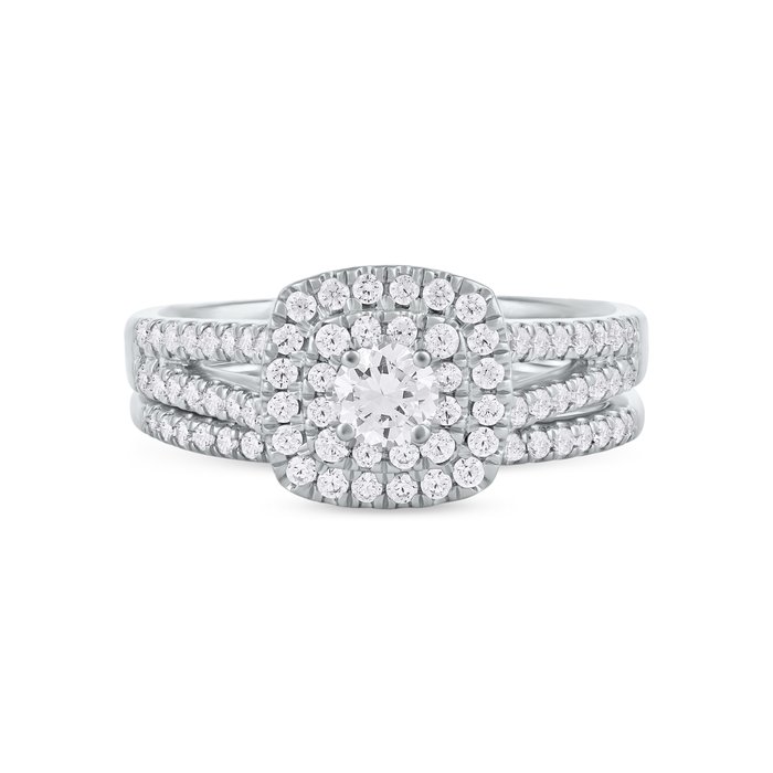 Ring - 14 karat Hvidguld -  0.62ct. tw. Diamant (Natur) - Diamant - Diamant glorie