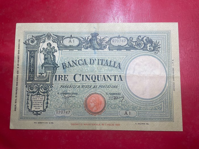 Italien. - 50 Lire 1943 Grande "L" (Fascio) - Gigante BI 9A