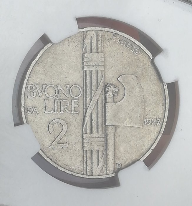 Italien, Kongerig Vittorio Emanuele III. 2 Lire 1927 "Fascio"