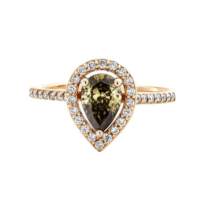 Ingen mindstepris - Ring - 14 karat Rosaguld -  1.25ct. tw. Gul Diamant (Naturfarvet) - Diamant