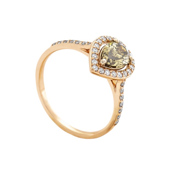 Ingen mindstepris - Ring - 14 karat Rosaguld -  1.25ct. tw. Gul Diamant (Naturfarvet) - Diamant