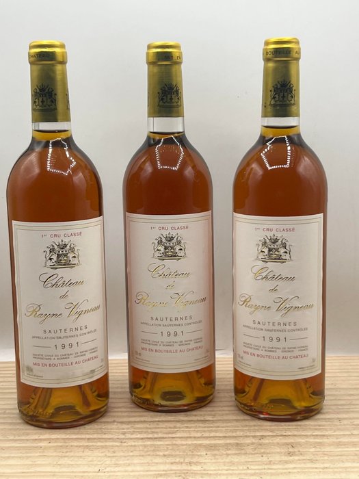 1991 Château de Rayne Vigneau - Sauternes 1er Grand Cru Classé - 3 Flasker (075 L)