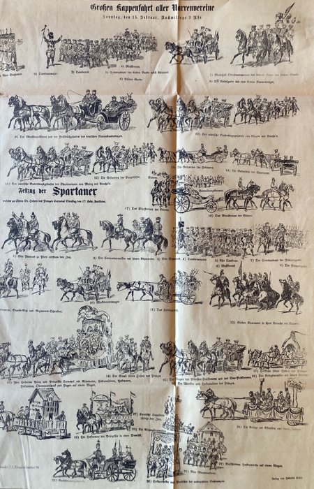  - Großen Kappenfahrt aller Narrenvereine (Frankfurt / M) - Großer illustrierter Einblattdruck - 1860