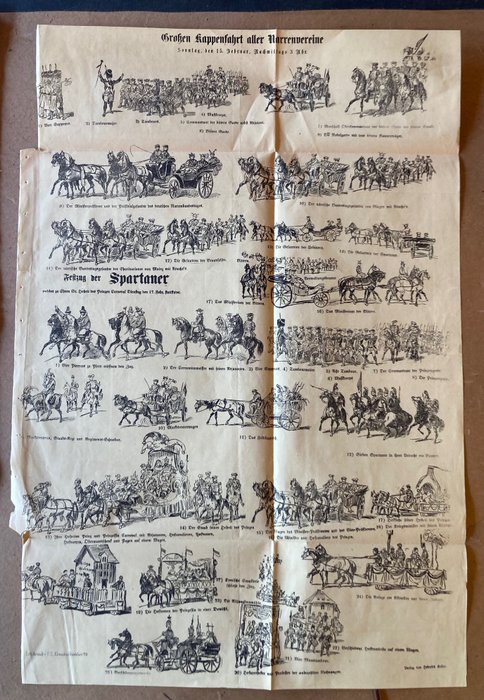  - Großen Kappenfahrt aller Narrenvereine (Frankfurt / M) - Großer illustrierter Einblattdruck - 1860