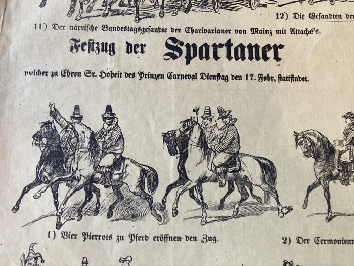  - Großen Kappenfahrt aller Narrenvereine (Frankfurt / M) - Großer illustrierter Einblattdruck - 1860