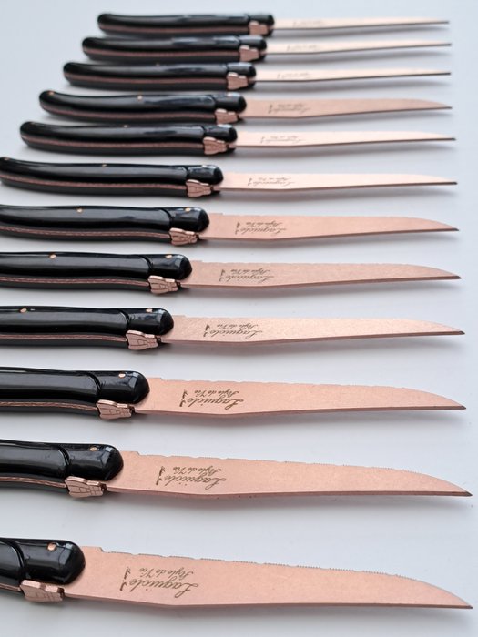 Laguiole - 12x Steak Knives - Copper Red - Style de - Bestik sæt (12) - Rustfrit stål