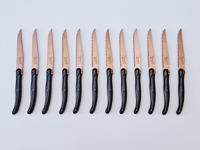 Laguiole - 12x Steak Knives - Copper Red - Style de - Bestik sæt (12) - Rustfrit stål