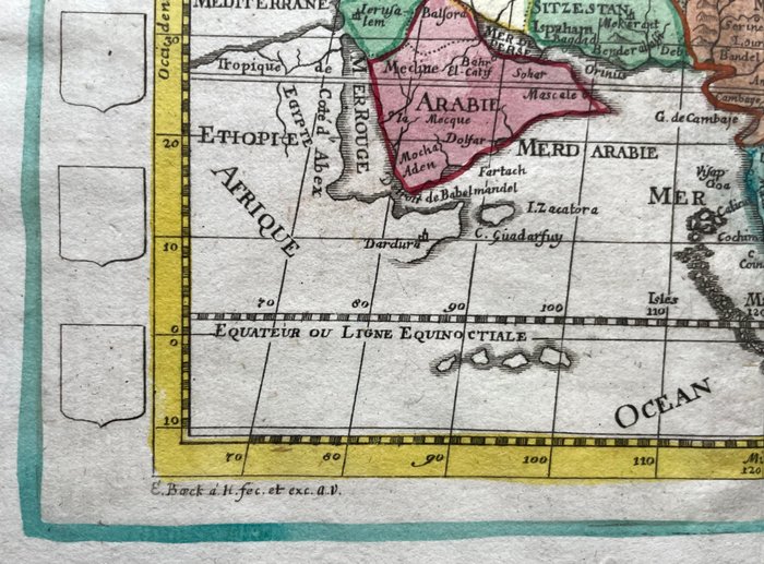 Asien - Mellemøsten, Fjernøsten; Elias Baeck, E. Machenbauer - L'Asie la partie du monde la plus grande vers l'Orient - 1721-1750