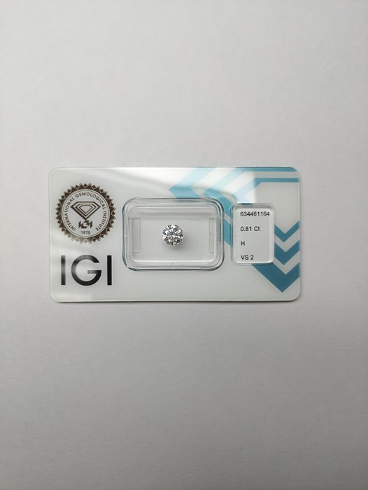 1 pcs Diamant  (Natur)  - 081 ct - Rund - H - VS2 - International Gemological Institute (IGI)