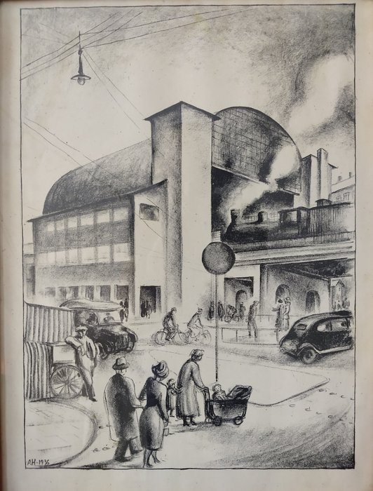 Anton Hansen (1891-1960) - Station van Norrebro in Denemarken