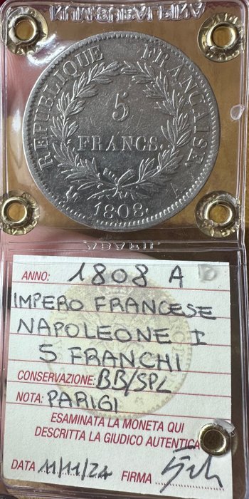 Frankrig. Napoléon I (1804-1814). 5 Franchi 1808 A Parigi