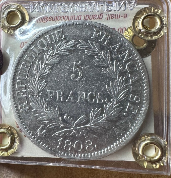 Frankrig. Napoléon I (1804-1814). 5 Franchi 1808 A Parigi