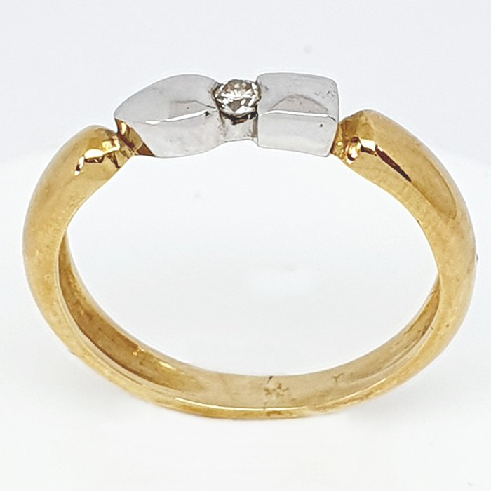 Ring - 18 kraat Gulguld -  0.05ct. tw. Diamant (Natur)