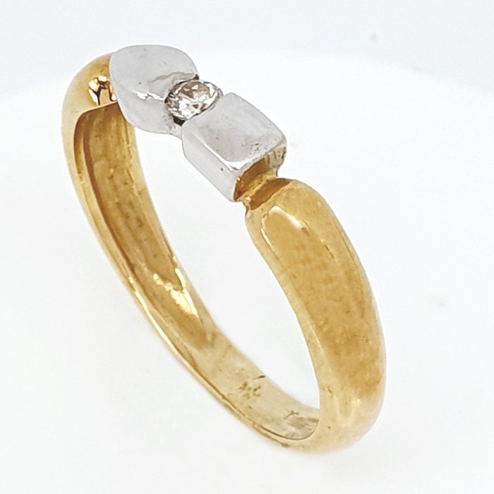 Ring - 18 kraat Gulguld -  0.05ct. tw. Diamant (Natur)