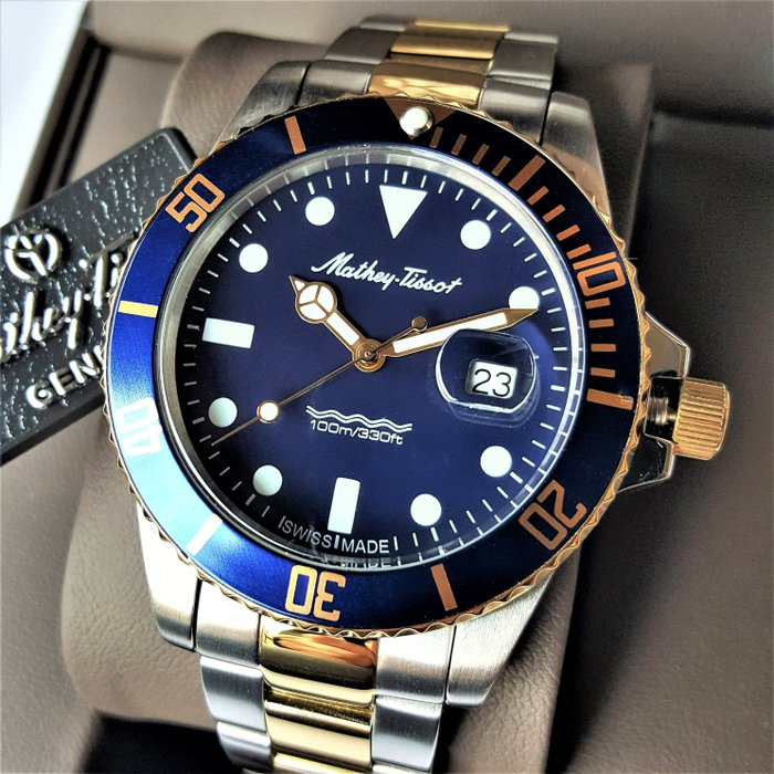 Mathey-Tissot - Swiss Diver - Deep Blue - 18K Gold - Ingen mindstepris - Mænd - Ny