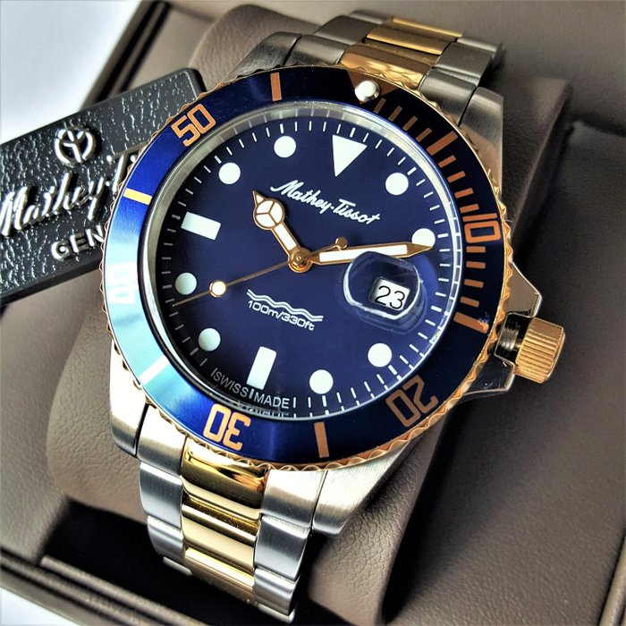 Mathey-Tissot - Swiss Diver - Deep Blue - 18K Gold - Ingen mindstepris - Mænd - Ny