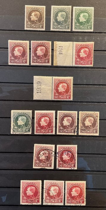 Belgien 1929 - Stort Montenez - Udvalgsstempel, blandt andet med yderligere nuancer - ex COB 289-292E