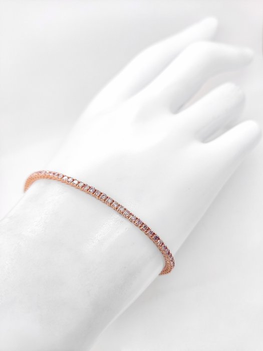 Armbånd - 14 karat Rosaguld -  2.25ct. tw. Lyserød Diamant (Naturfarvet)