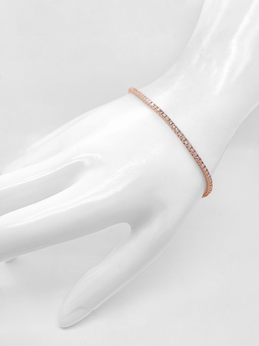 Armbånd - 14 karat Rosaguld -  2.25ct. tw. Lyserød Diamant (Naturfarvet)