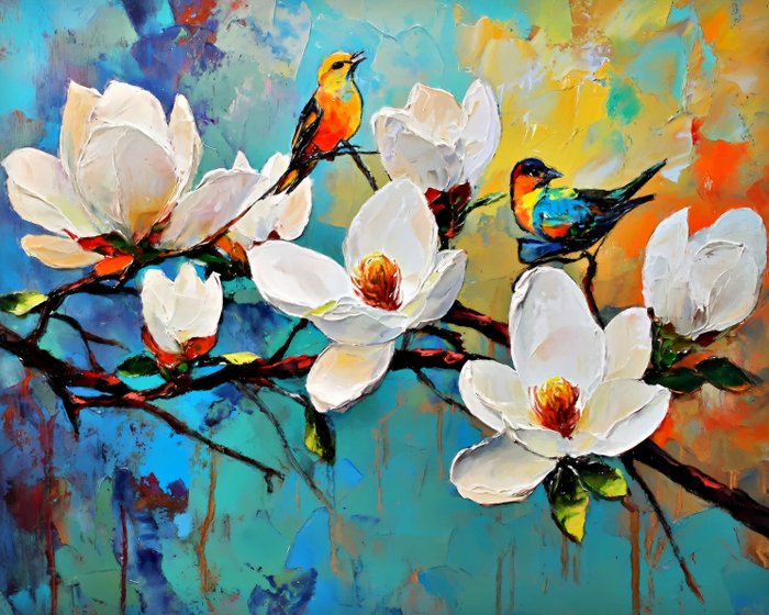 Michael Mey - Birds on a Magnolia Tree - XL